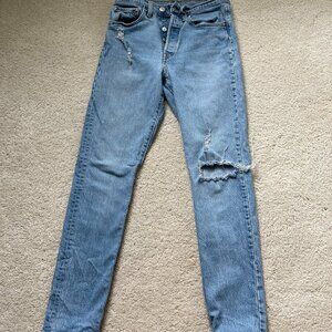 Levi's 501 Skinny Light Wash Distressed 99% Cotton S 26X30